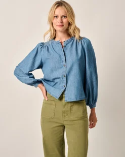 Hot Blair Cotton Button Down Smock Blouse Women Shirts & Blouses