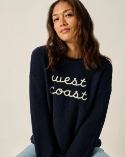 New Coastal Chloe Cotton Blend Crewneck Sweater Women Sweaters & Cardigans