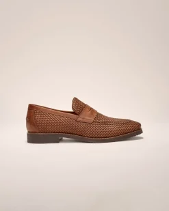 J-Flex Coronado Woven Leather Penny Loafer Shoes