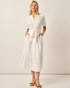 Sale Julie Button Up Cotton Maxi Dress Women Dresses