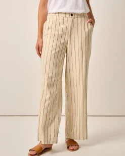 Best Lilah Linen Blend Pinstripe Beach Trouser Women Pants