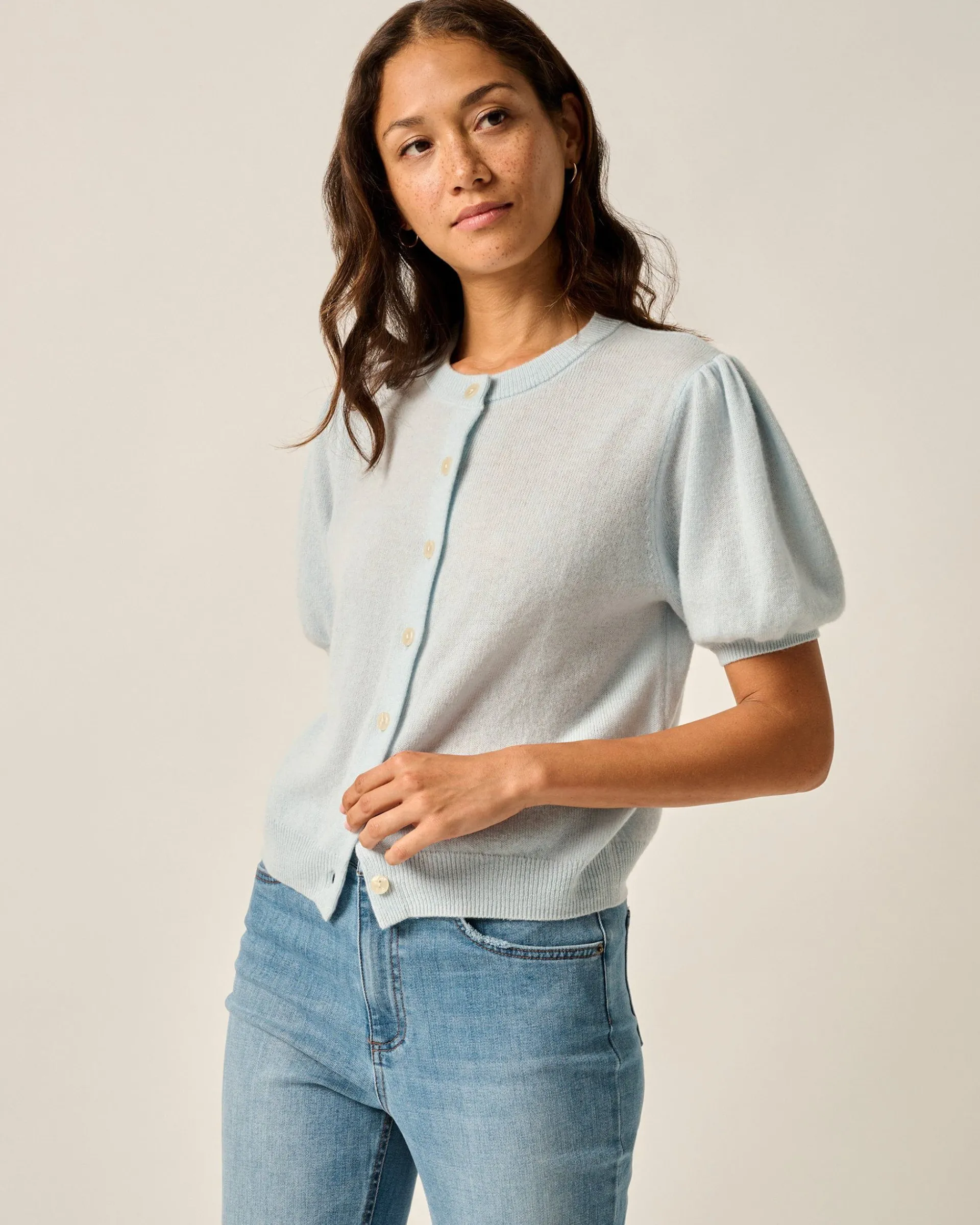 New Lizzie Puff Sleeve Cardigan Women Sweaters & Cardigans