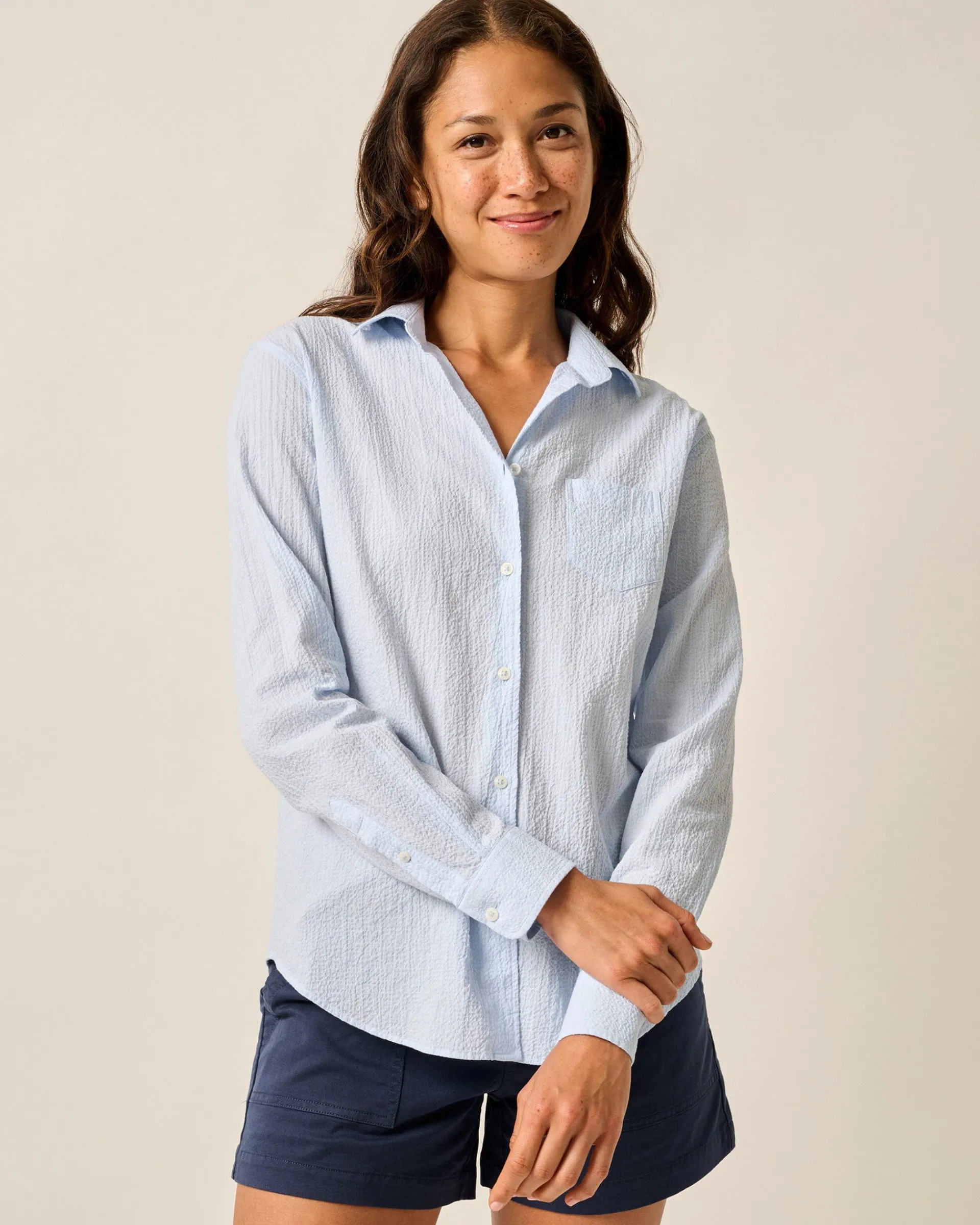 Discount Marisa Stretch Cotton Button Down Shirt Women Shirts & Blouses
