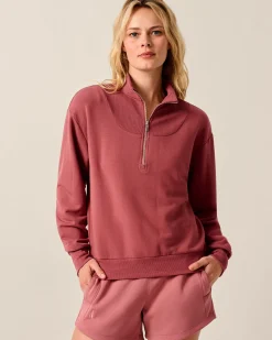 Clearance Naomi Rib Knit 1/4 Zip Women Sweatshirts & Quarter-Zips