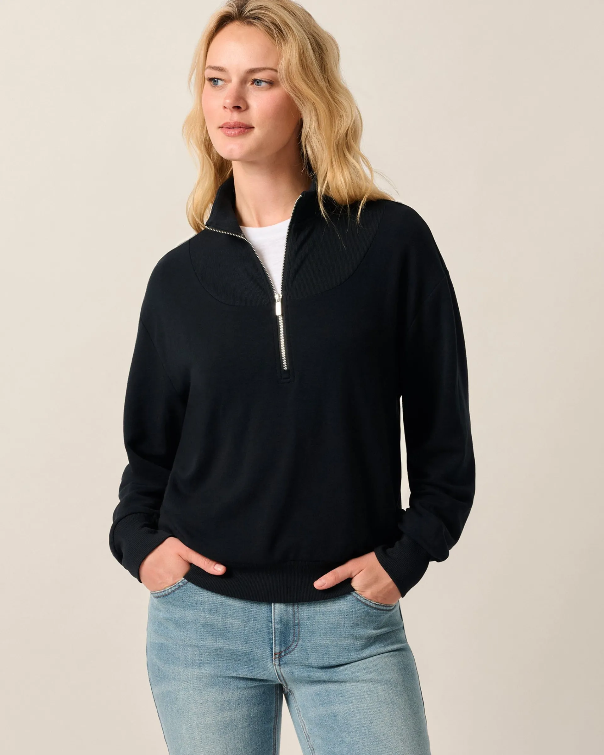 Clearance Naomi Rib Knit 1/4 Zip Women Sweatshirts & Quarter-Zips