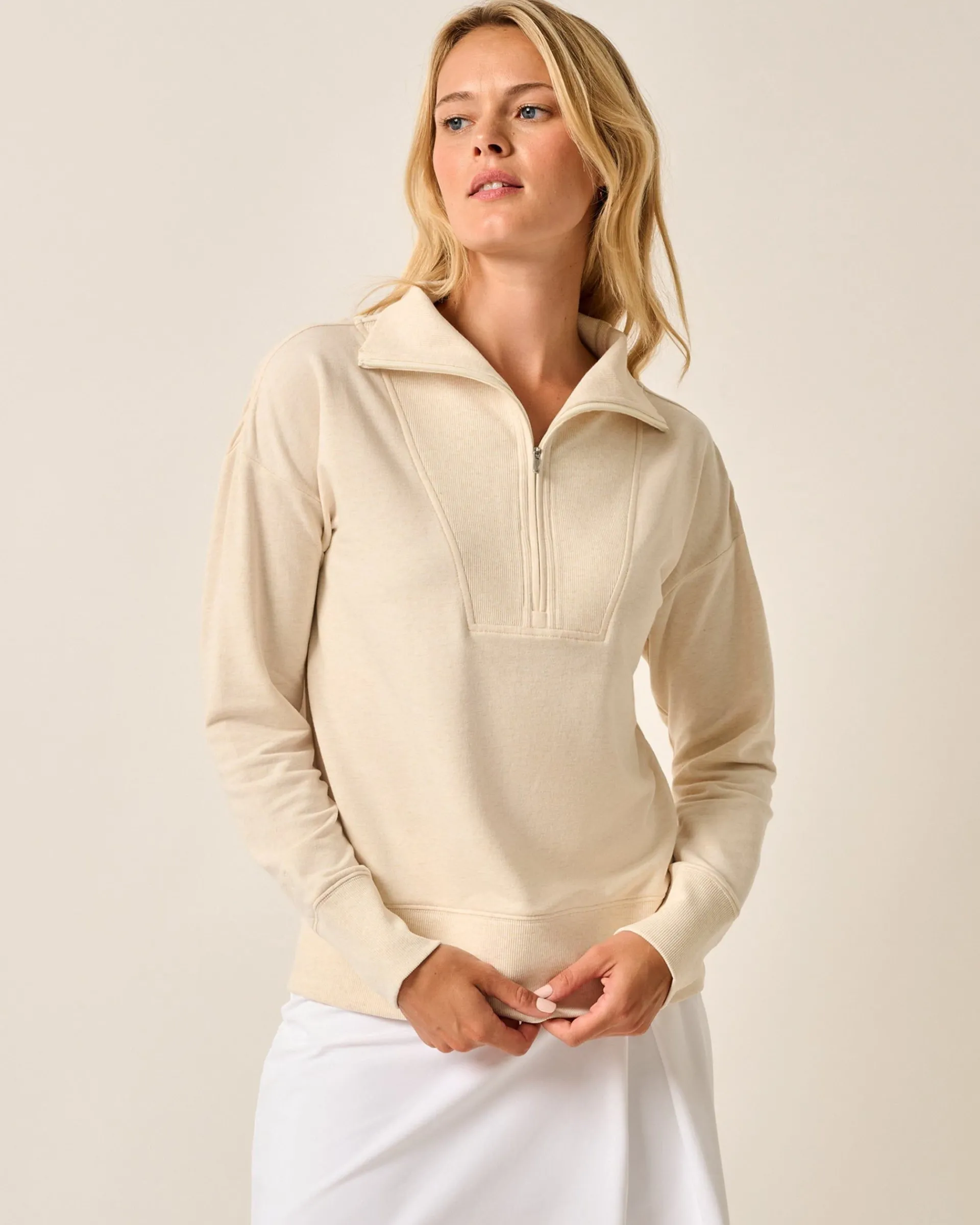 Outlet Taylor Drop Shoulder Cotton 1/4 Zip Women Sweatshirts & Quarter-Zips